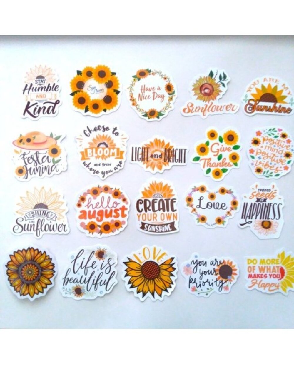 Stickers Sunflower 20 Positive Vibes Encouragement Love Joy Sunshine Laptop NEW